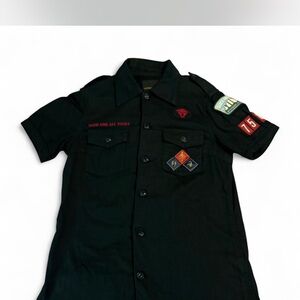 Hysteric Glamour Black Short Sleeve Shirt with Patches Button up